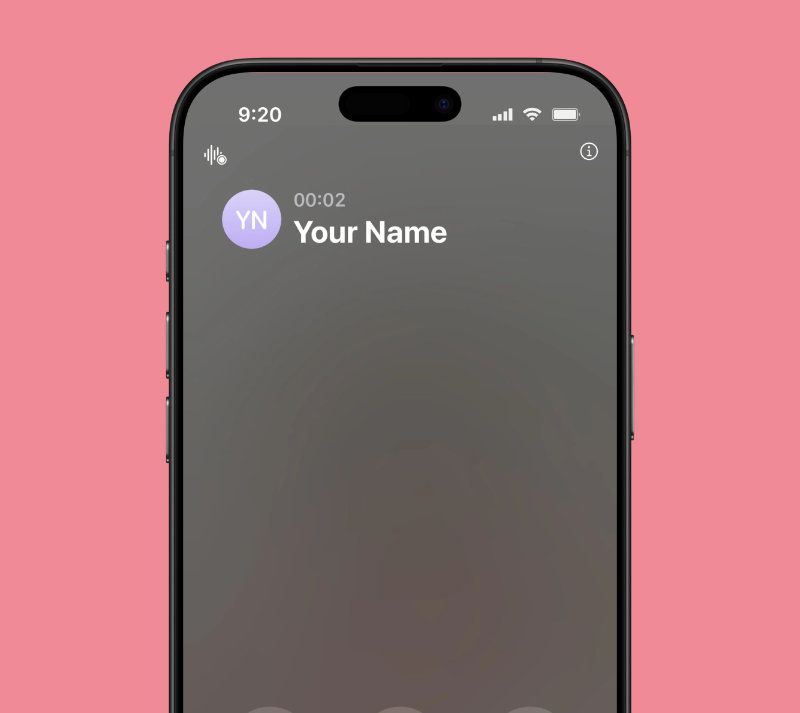 iPhone with a call that says 'your name' on a pink background.